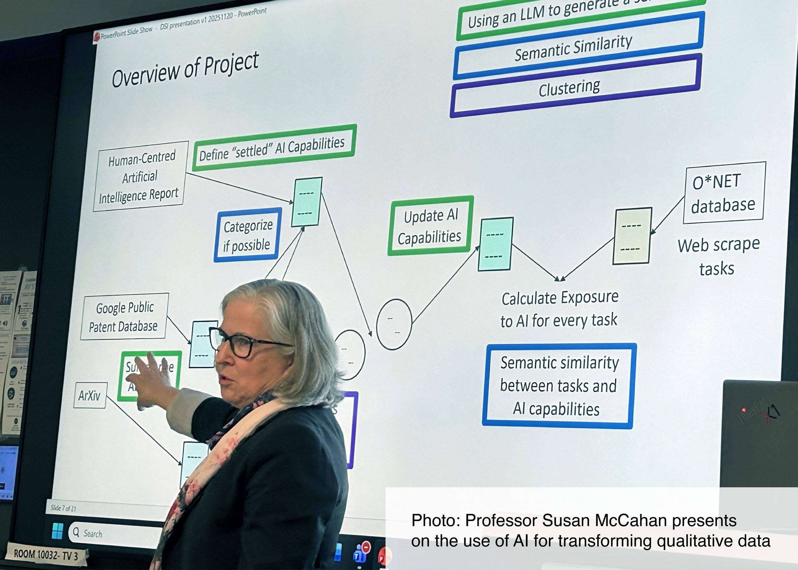 Professor Susan McCahan presents on the use of AI for transforming qualitative data